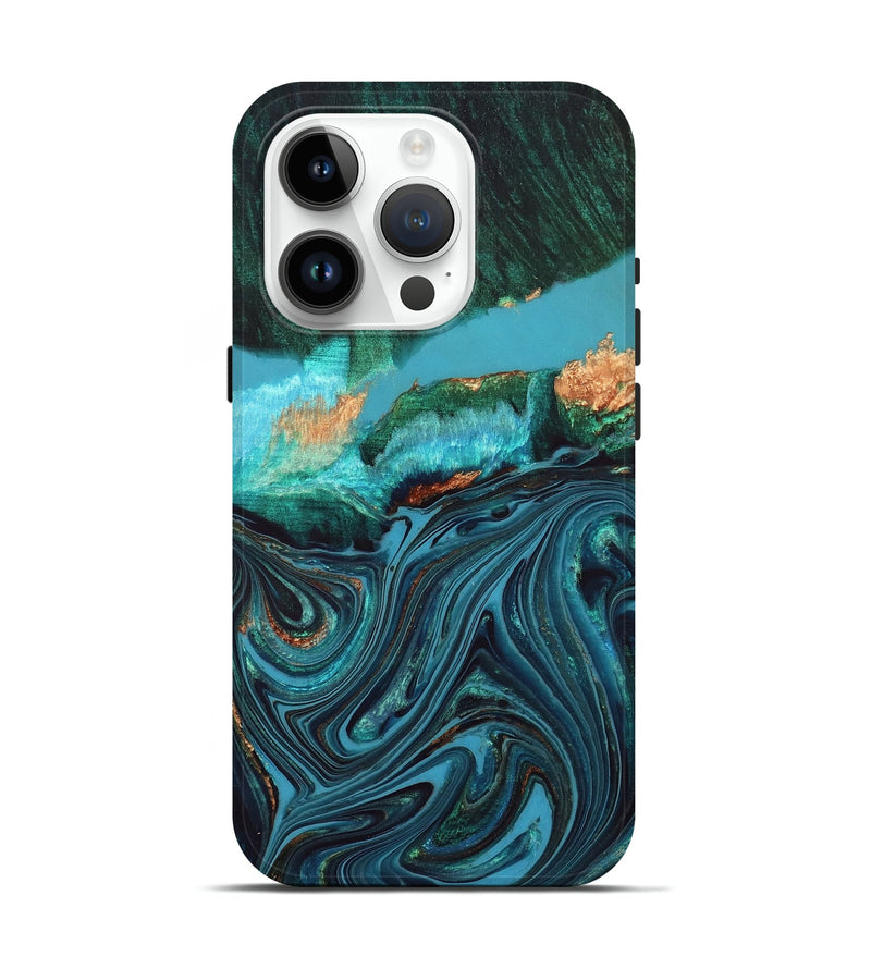 iPhone 15 Pro Wood Live Edge Phone Case - Oaklyn (Blue, 832185)