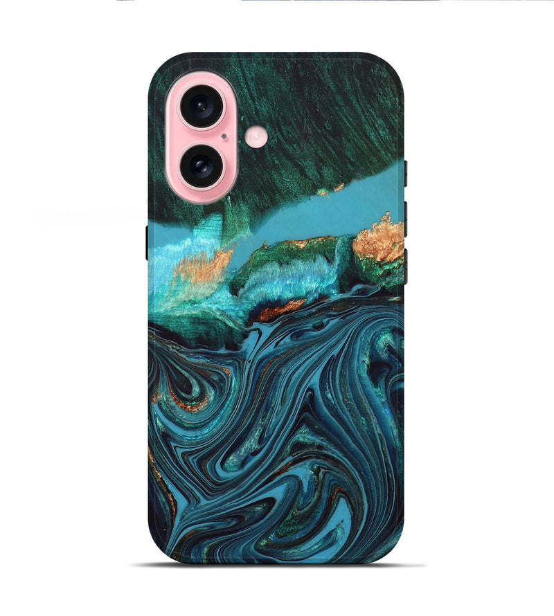 iPhone 16 Wood Live Edge Phone Case - Oaklyn (Blue, 832185)