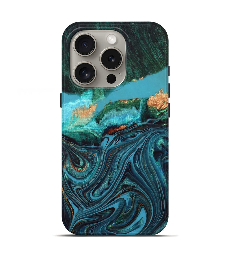 iPhone 16 Pro Wood Live Edge Phone Case - Oaklyn (Blue, 832185)