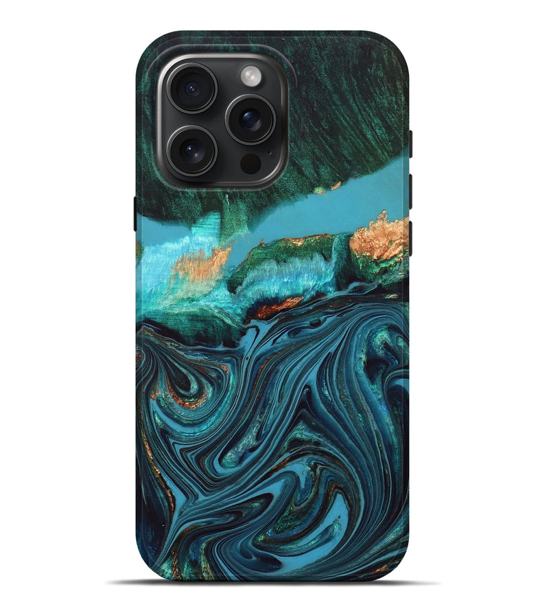 iPhone 16 Pro Max Wood Live Edge Phone Case - Oaklyn (Blue, 832185)