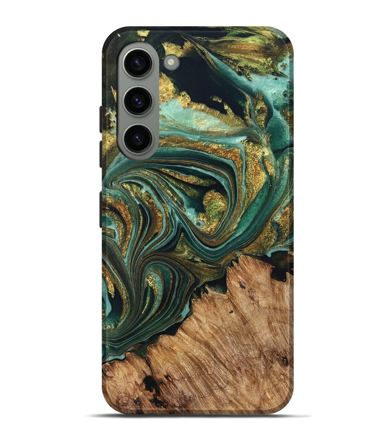 Galaxy S23 Plus Wood Live Edge Phone Case - Candy (Teal & Gold, 832186)