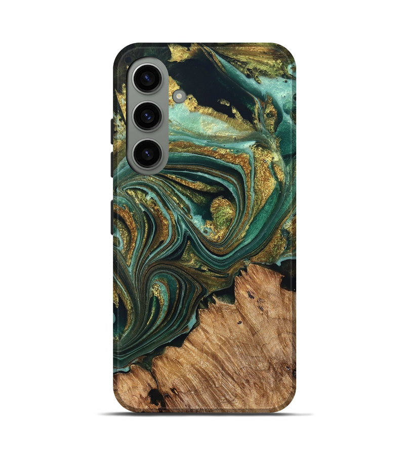 Galaxy S24 Wood Live Edge Phone Case - Candy (Teal & Gold, 832186)