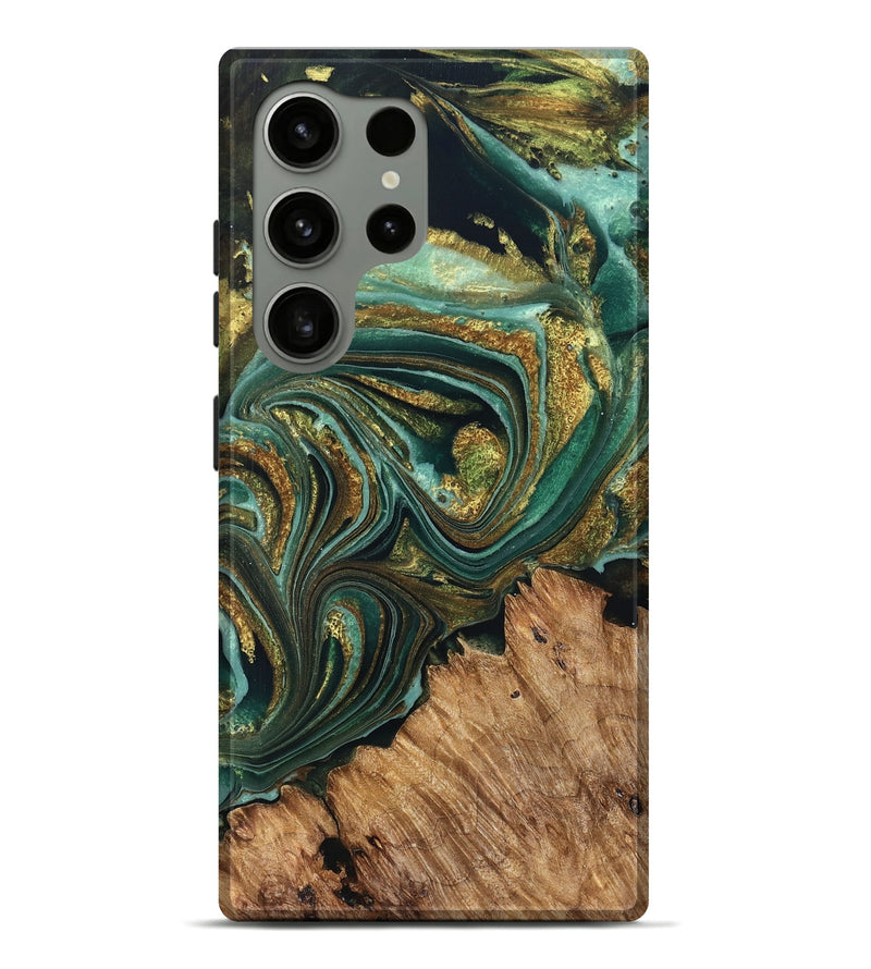 Galaxy S24 Ultra Wood Live Edge Phone Case - Candy (Teal & Gold, 832186)