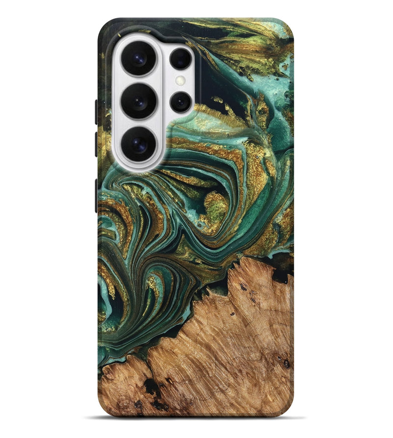Galaxy S26 Ultra Wood Live Edge Phone Case - Candy (Teal & Gold, 832186)