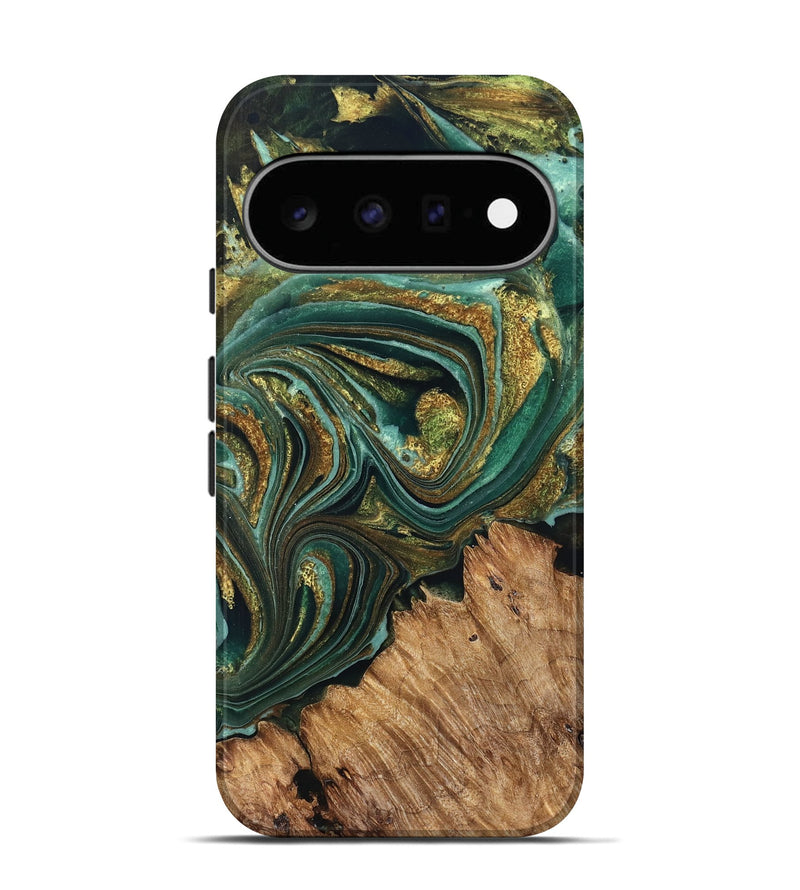 Pixel 11 Wood Live Edge Phone Case - Candy (Teal & Gold, 832186)
