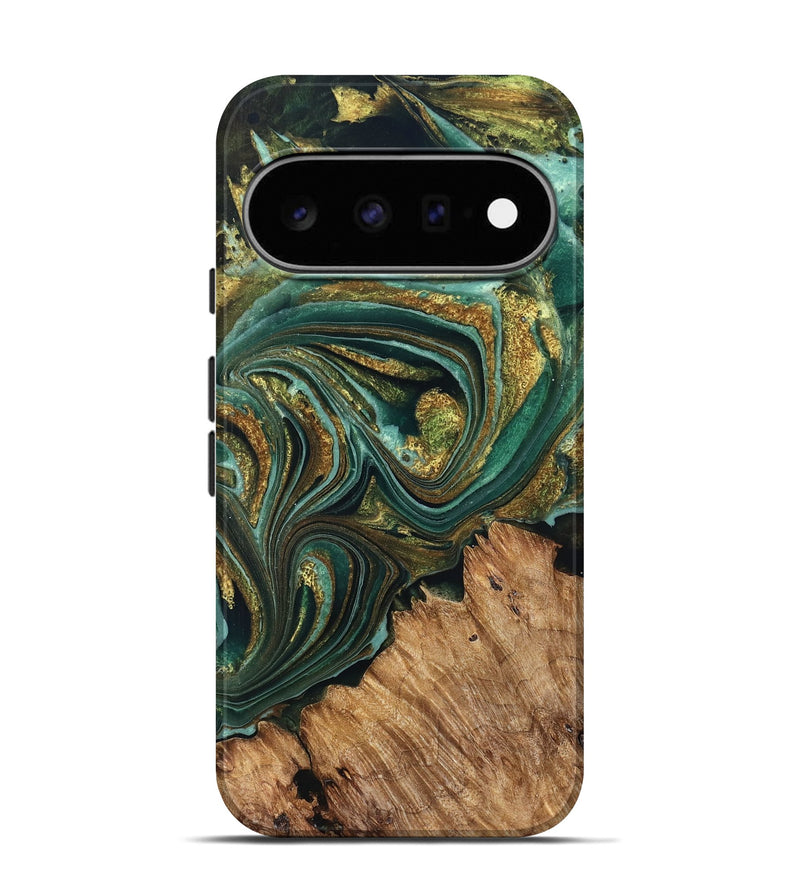 Pixel 11 Pro Wood Live Edge Phone Case - Candy (Teal & Gold, 832186)