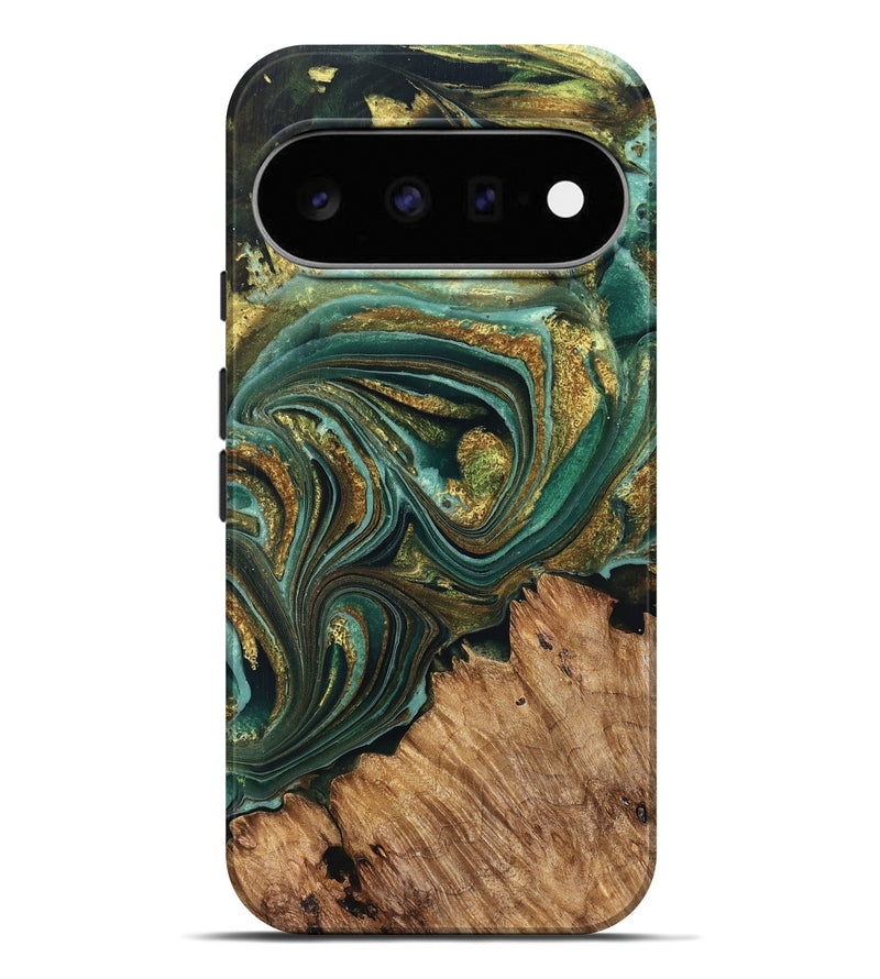 Pixel 11 Pro XL Wood Live Edge Phone Case - Candy (Teal & Gold, 832186)
