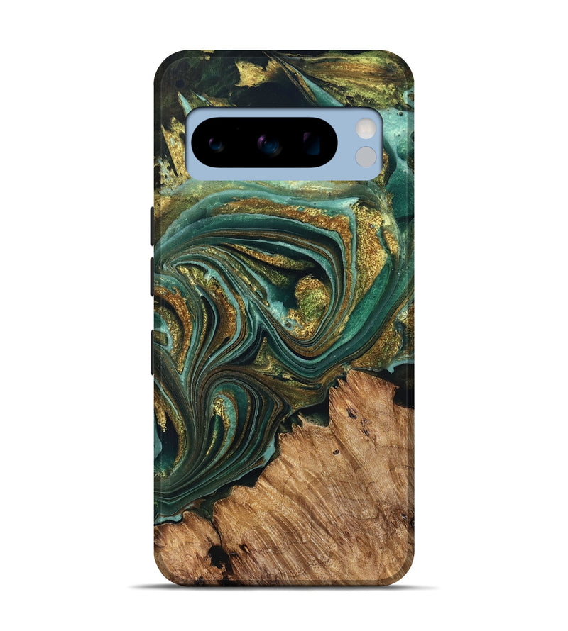 Pixel 8 Pro Wood Live Edge Phone Case - Candy (Teal & Gold, 832186)