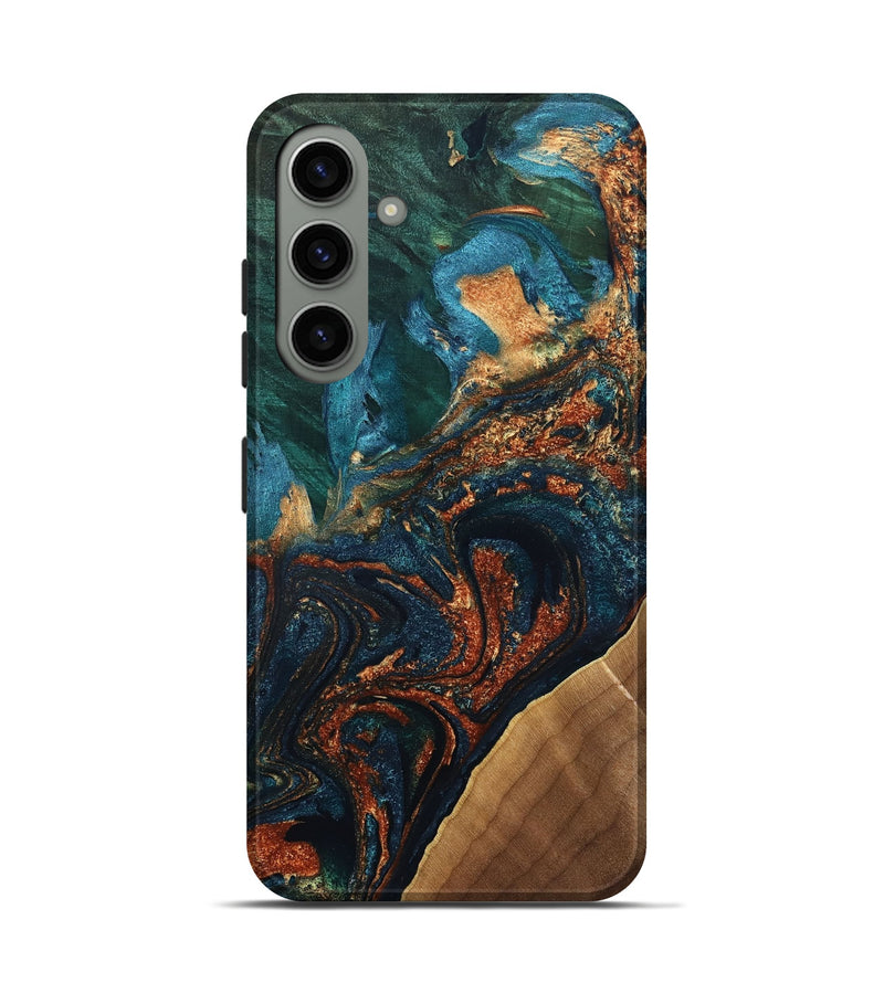 Galaxy S24 Wood Live Edge Phone Case - Alberta (Teal & Gold, 832187)