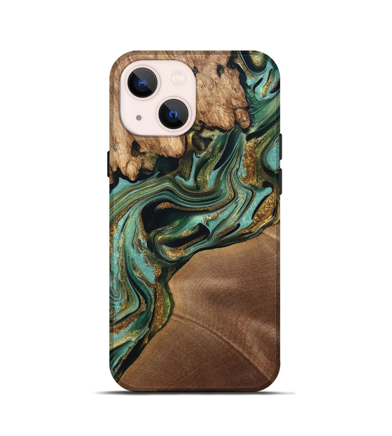 iPhone 13 mini Wood Live Edge Phone Case - Elodie (Green, 832189)