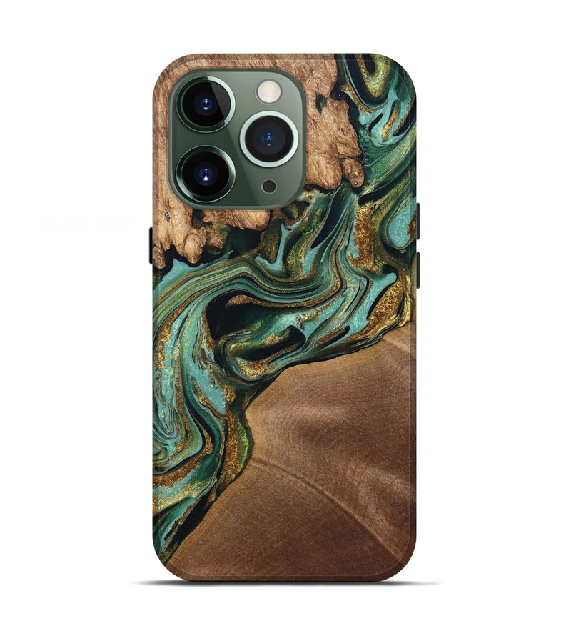 iPhone 13 Pro Wood Live Edge Phone Case - Elodie (Green, 832189)