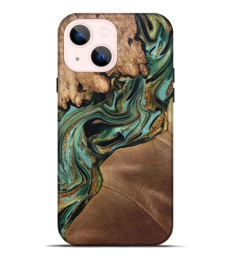 iPhone 14 Plus Wood Live Edge Phone Case - Elodie (Green, 832189)