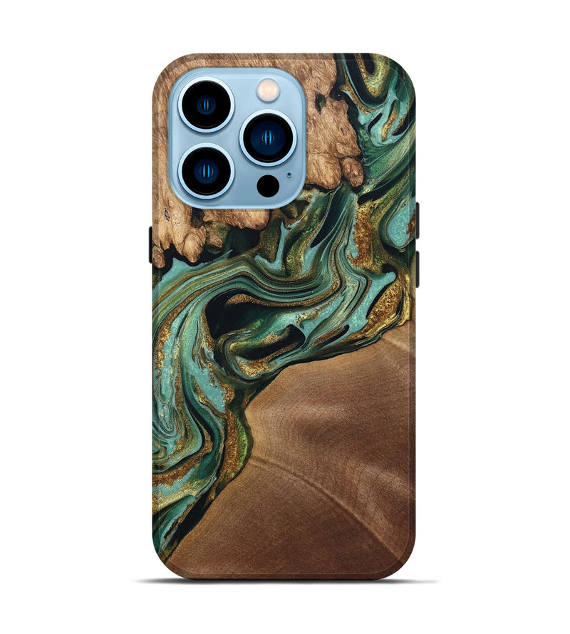 iPhone 14 Pro Wood Live Edge Phone Case - Elodie (Green, 832189)