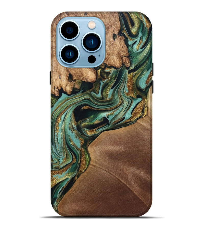 iPhone 14 Pro Max Wood Live Edge Phone Case - Elodie (Green, 832189)