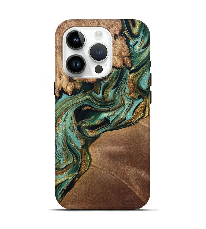 iPhone 15 Pro Wood Live Edge Phone Case - Elodie (Green, 832189)
