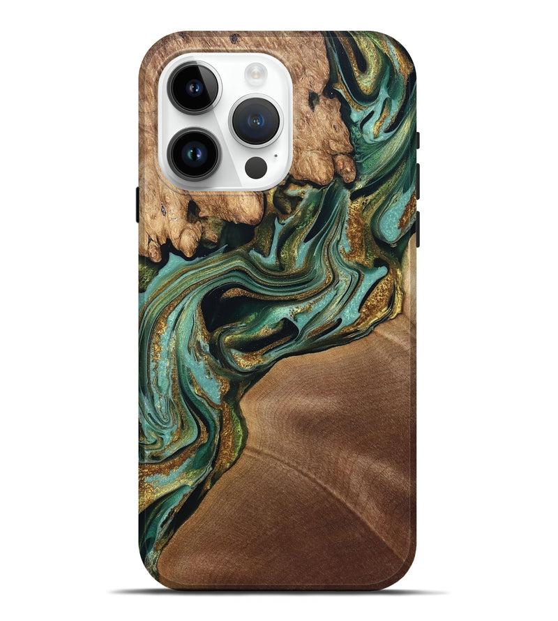 iPhone 15 Pro Max Wood Live Edge Phone Case - Elodie (Green, 832189)
