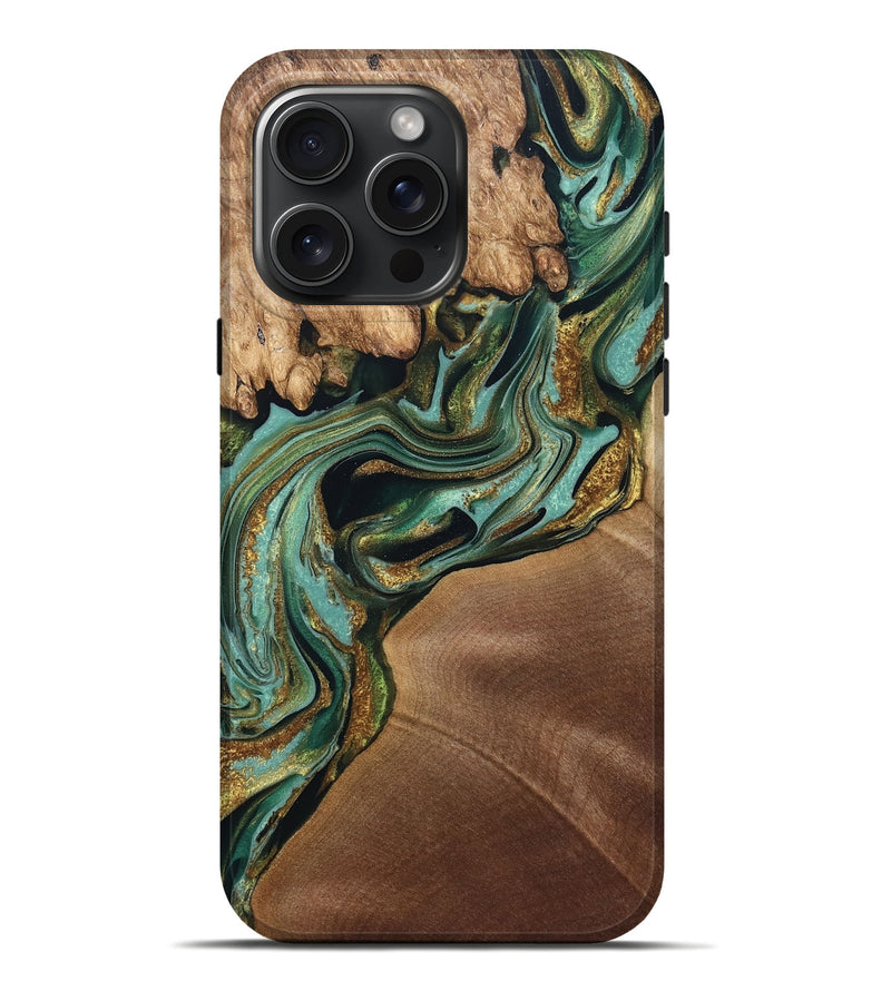 iPhone 16 Pro Max Wood Live Edge Phone Case - Elodie (Green, 832189)
