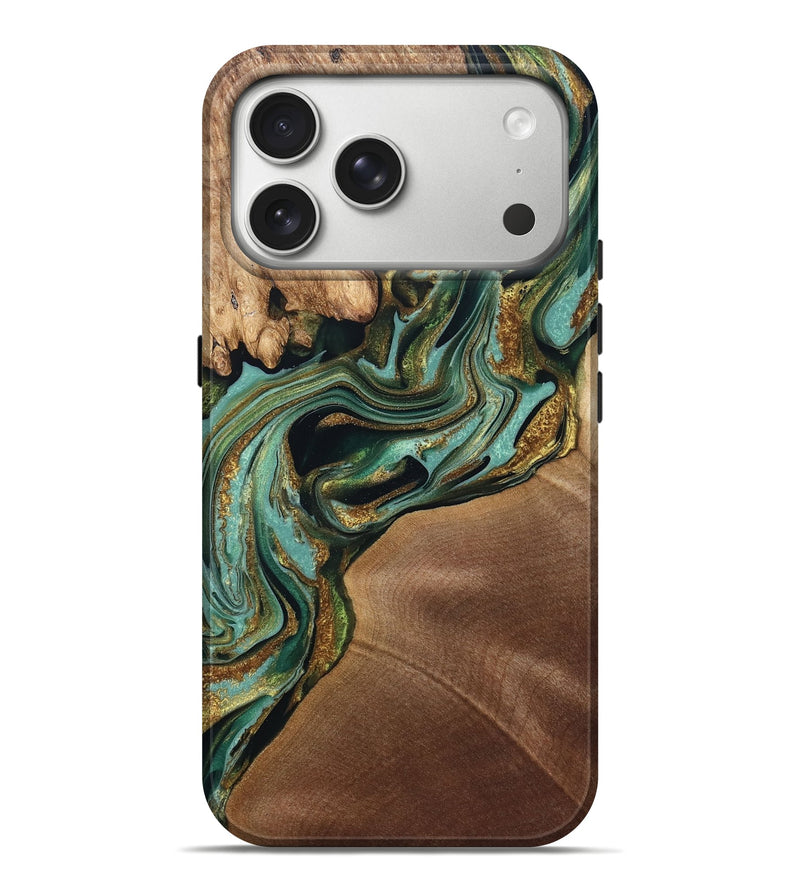 iPhone 17 Pro Max Wood Live Edge Phone Case - Elodie (Green, 832189)
