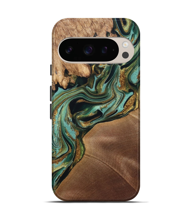 Pixel 10 Pro Wood Live Edge Phone Case - Elodie (Green, 832189)