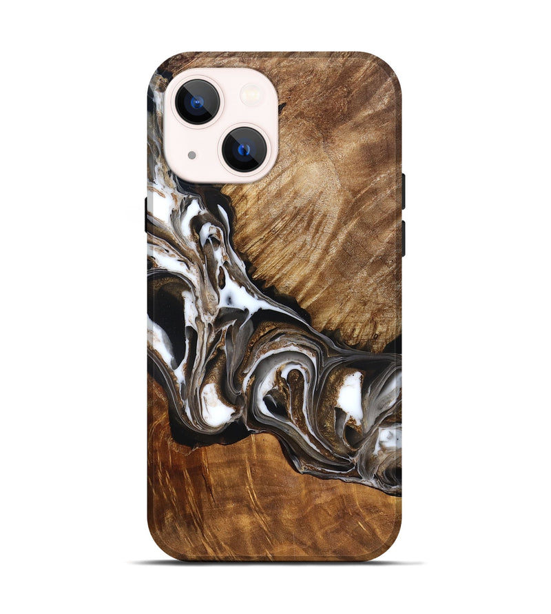 iPhone 14 Wood Live Edge Phone Case - Pablo (Black & White, 832190)