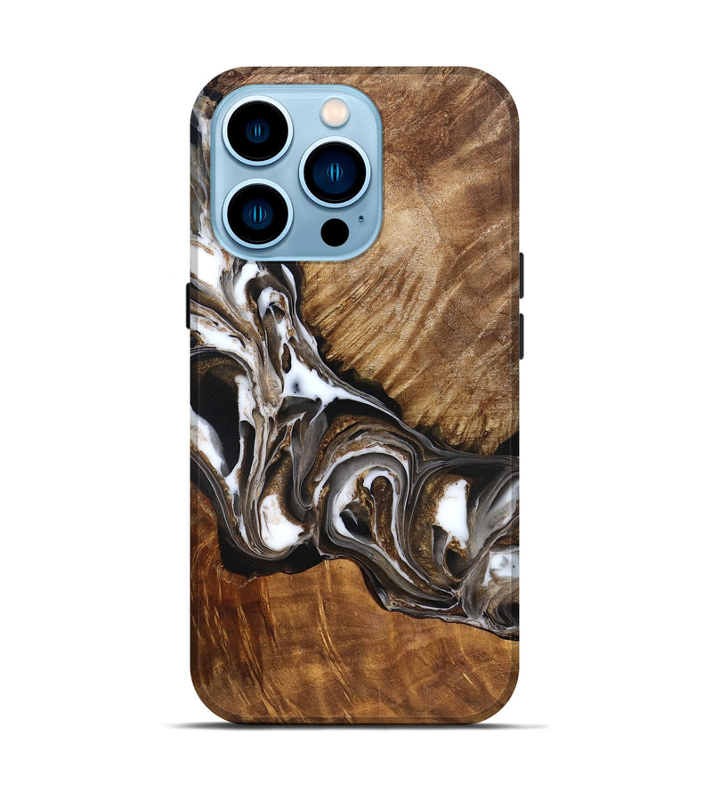 iPhone 14 Pro Wood Live Edge Phone Case - Pablo (Black & White, 832190)