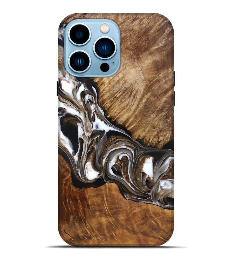 iPhone 14 Pro Max Wood Live Edge Phone Case - Pablo (Black & White, 832190)