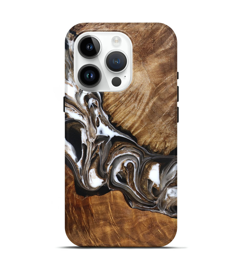 iPhone 15 Pro Wood Live Edge Phone Case - Pablo (Black & White, 832190)