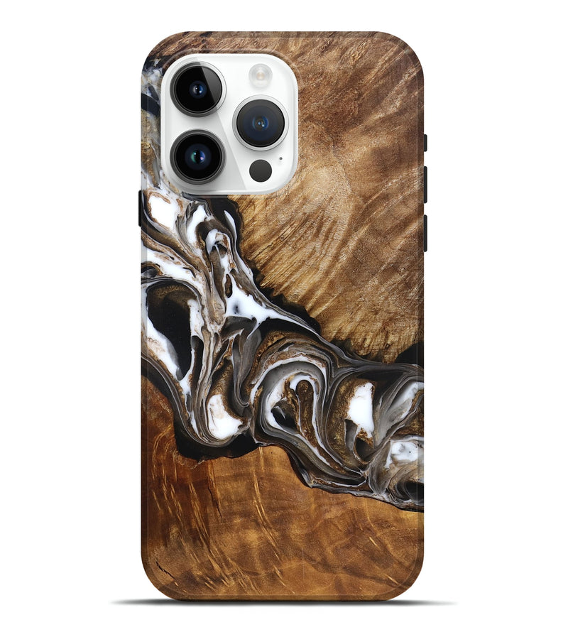 iPhone 15 Pro Max Wood Live Edge Phone Case - Pablo (Black & White, 832190)