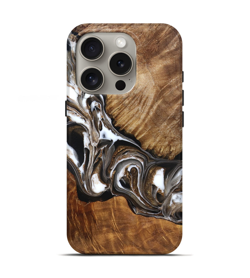 iPhone 16 Pro Wood Live Edge Phone Case - Pablo (Black & White, 832190)