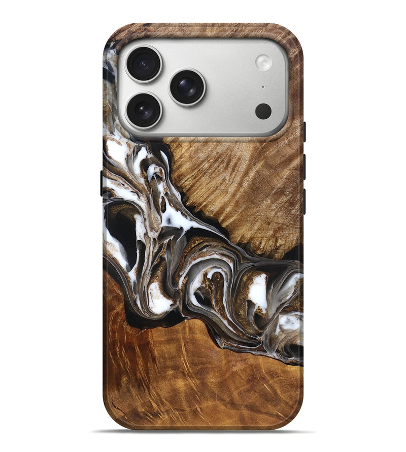 iPhone 17 Pro Max Wood Live Edge Phone Case - Pablo (Black & White, 832190)