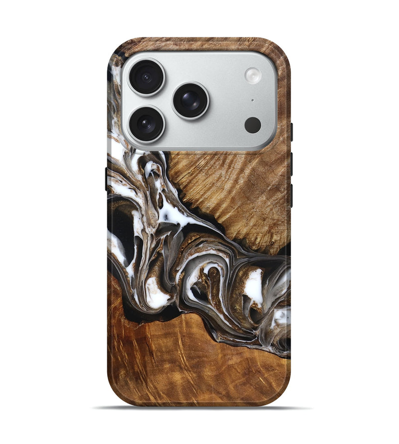 iPhone 18 Pro Wood Live Edge Phone Case - Pablo (Black & White, 832190)