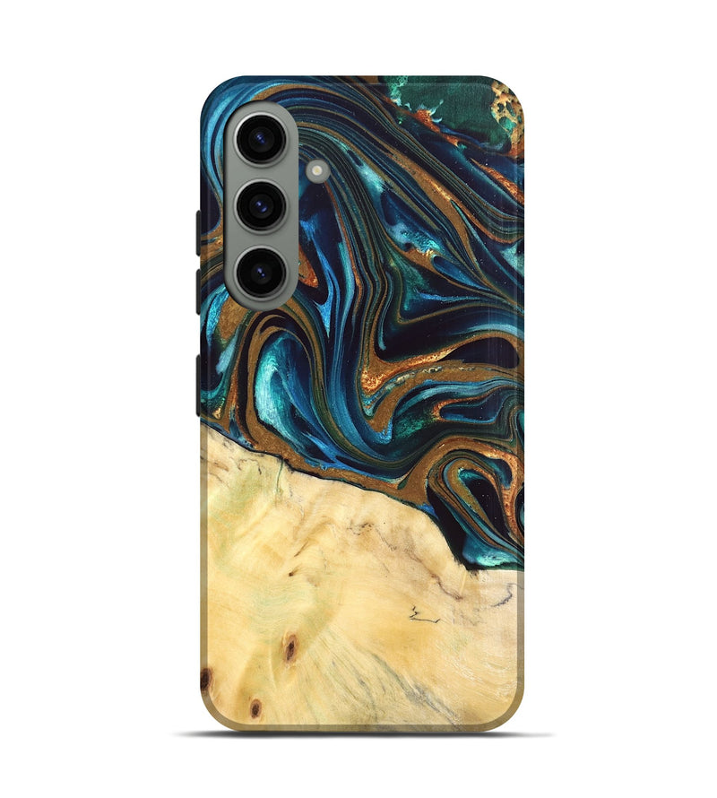 Galaxy S24 Wood Live Edge Phone Case - Giana (Teal & Gold, 832192)