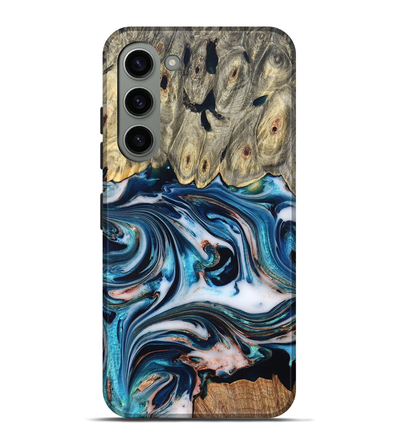 Galaxy S23 Plus Wood Live Edge Phone Case - Lexi (Teal & Gold, 832193)