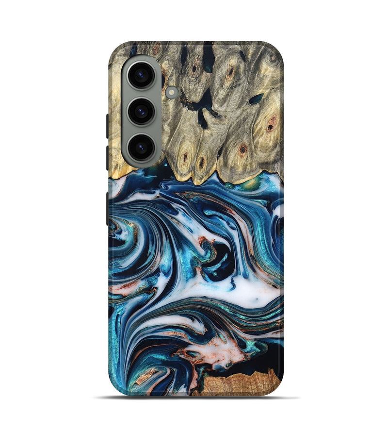 Galaxy S24 Wood Live Edge Phone Case - Lexi (Teal & Gold, 832193)
