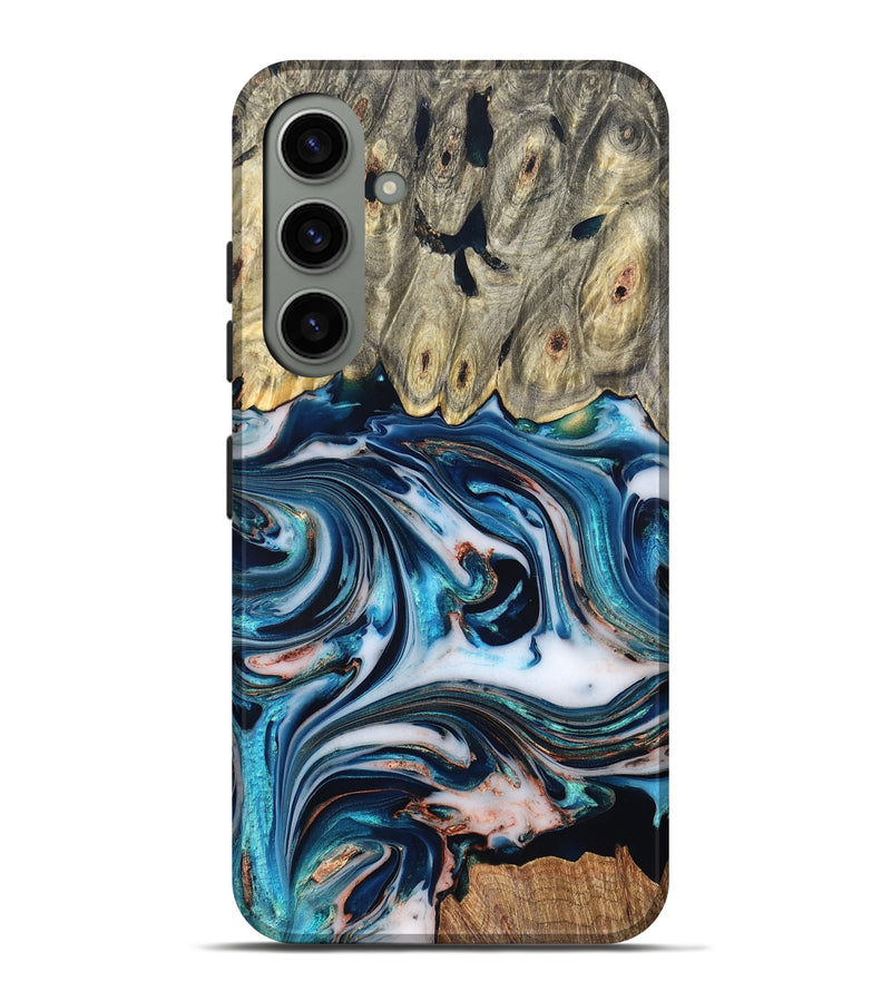 Galaxy S24 Plus Wood Live Edge Phone Case - Lexi (Teal & Gold, 832193)