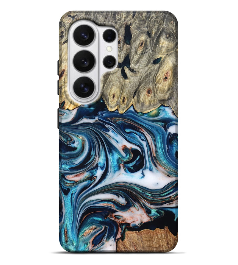Galaxy S26 Ultra Wood Live Edge Phone Case - Lexi (Teal & Gold, 832193)