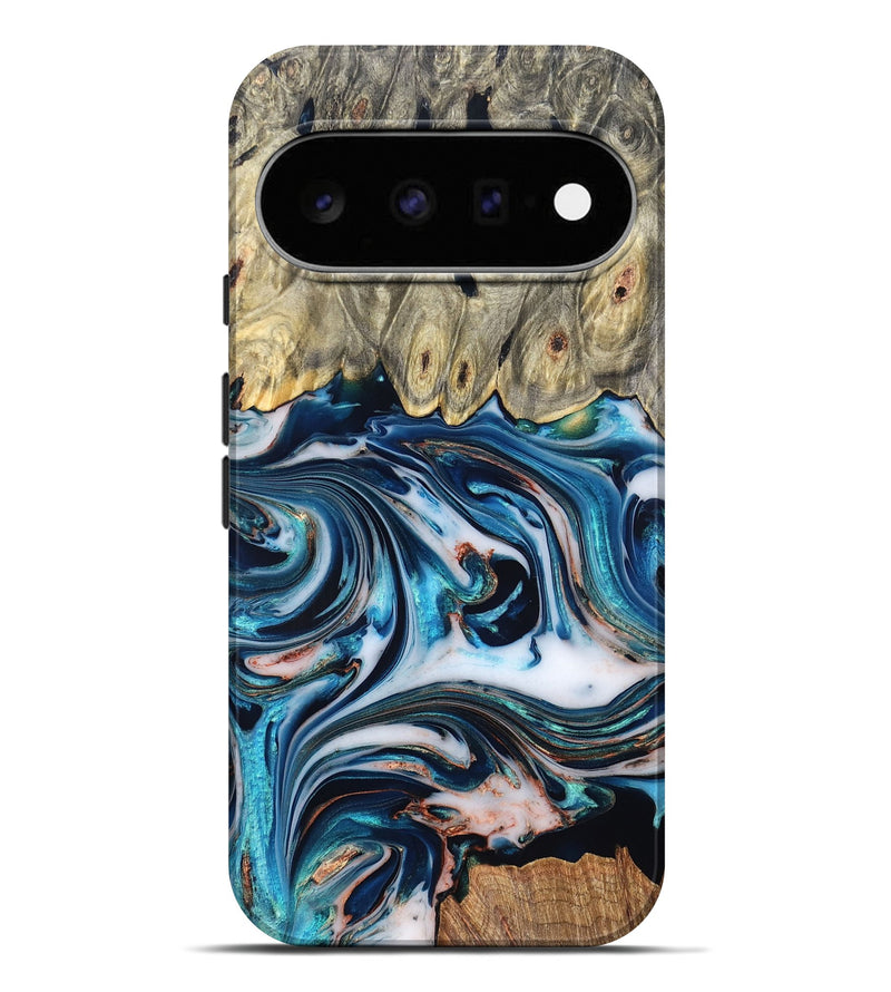 Pixel 11 Pro XL Wood Live Edge Phone Case - Lexi (Teal & Gold, 832193)