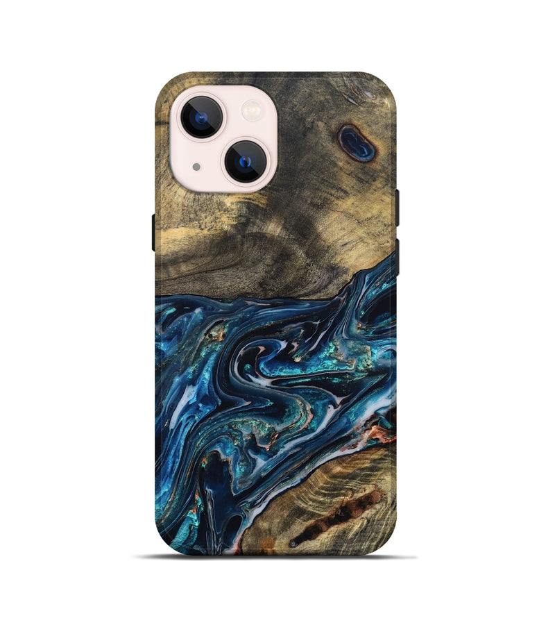 iPhone 13 mini Wood Live Edge Phone Case - Candace (Blue, 832194)
