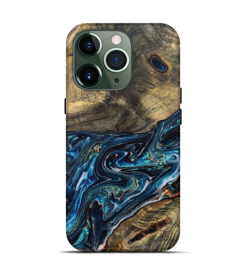 iPhone 13 Pro Wood Live Edge Phone Case - Candace (Blue, 832194)