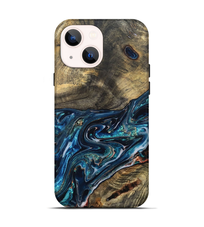 iPhone 14 Wood Live Edge Phone Case - Candace (Blue, 832194)