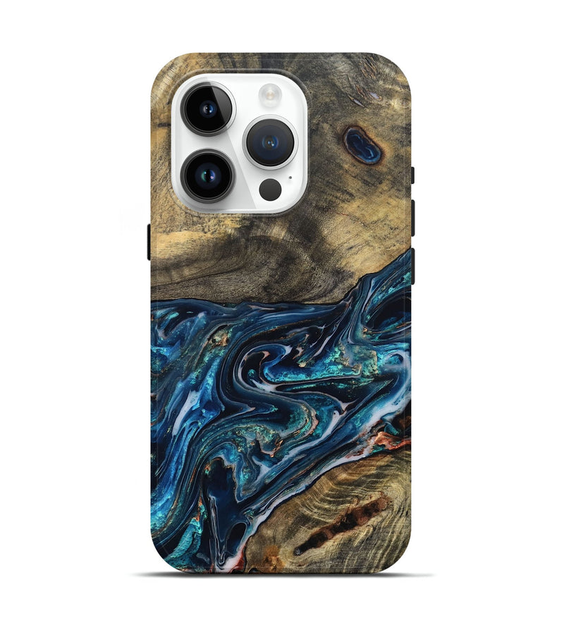 iPhone 15 Pro Wood Live Edge Phone Case - Candace (Blue, 832194)