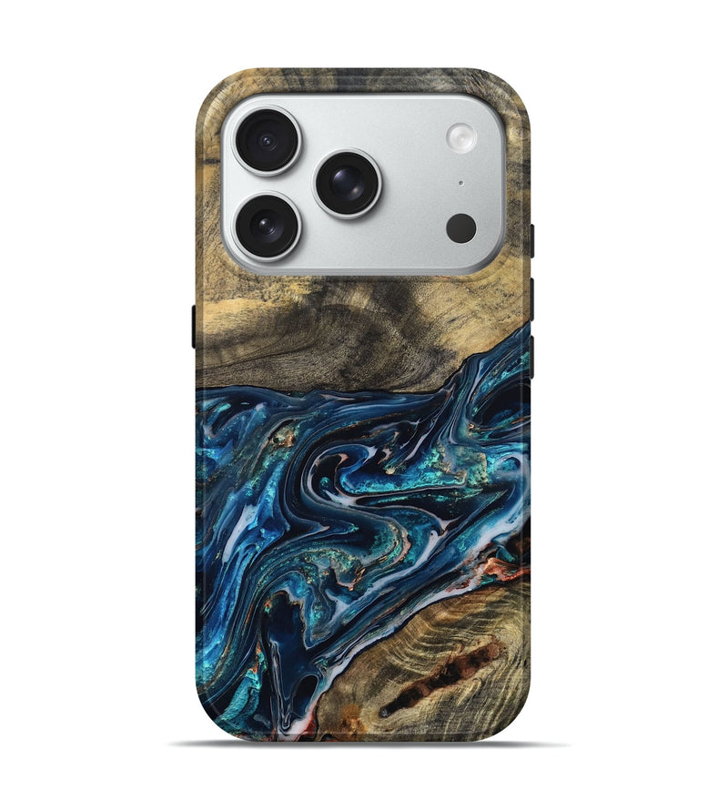 iPhone 18 Pro Wood Live Edge Phone Case - Candace (Blue, 832194)