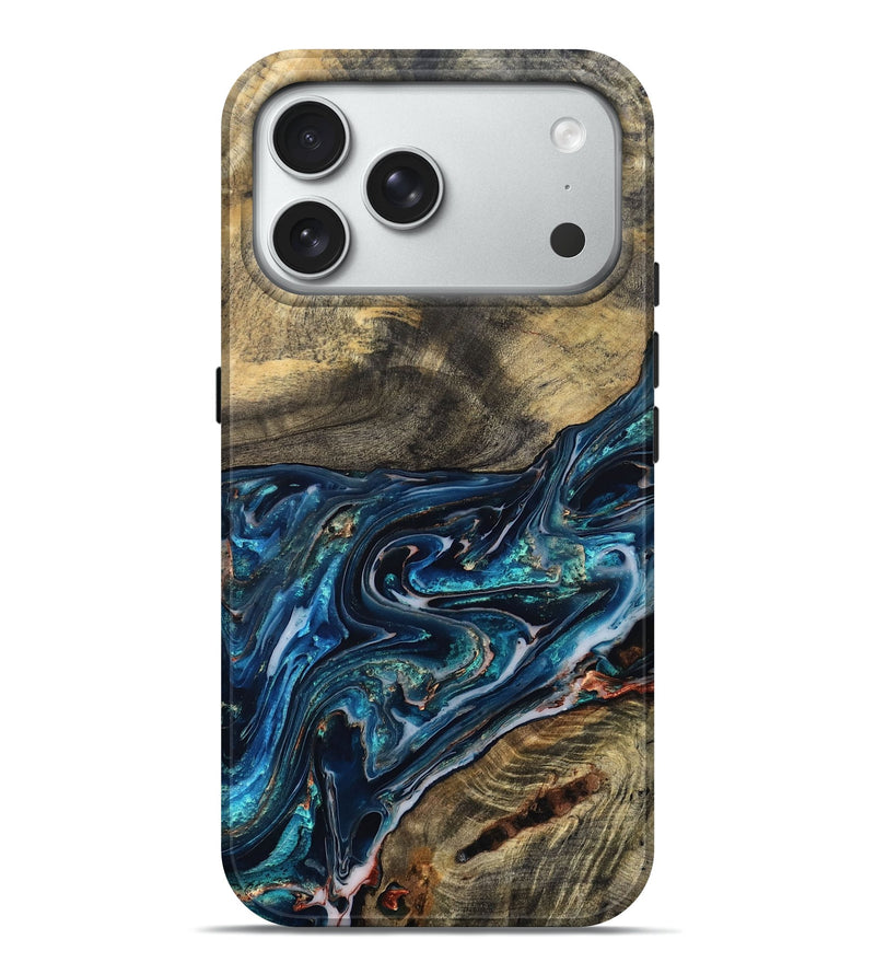 iPhone 18 Pro Max Wood Live Edge Phone Case - Candace (Blue, 832194)
