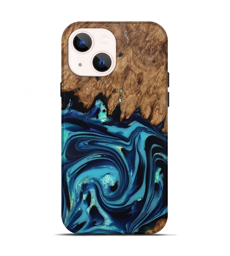 iPhone 13 Wood Live Edge Phone Case - Fallon (Blue, 832195)