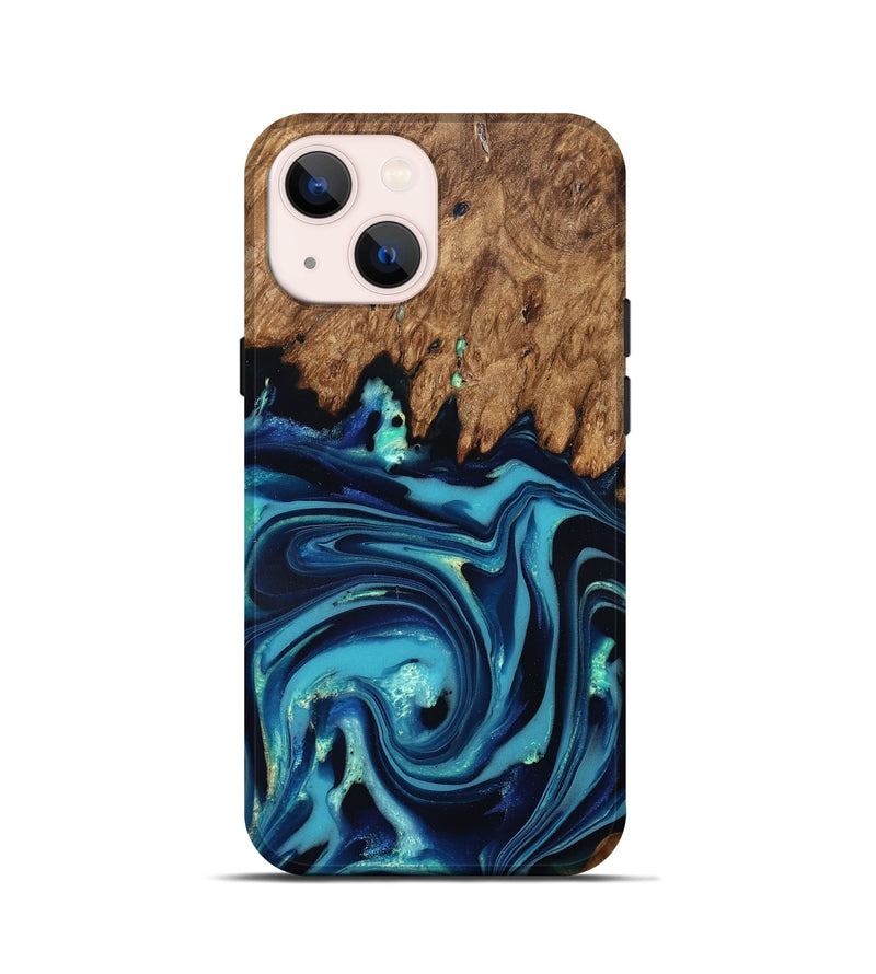 iPhone 13 mini Wood Live Edge Phone Case - Fallon (Blue, 832195)