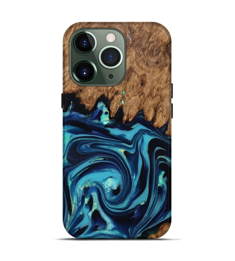 iPhone 13 Pro Wood Live Edge Phone Case - Fallon (Blue, 832195)