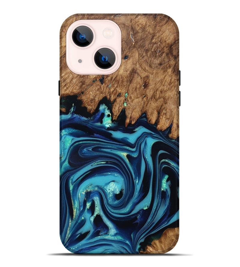iPhone 14 Plus Wood Live Edge Phone Case - Fallon (Blue, 832195)
