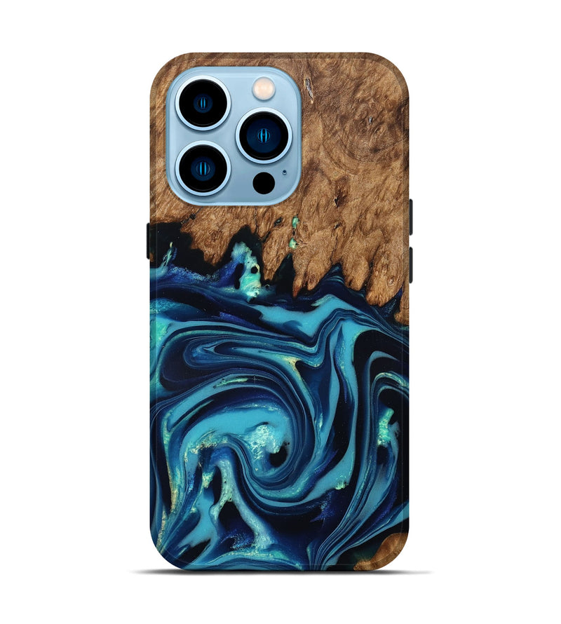 iPhone 14 Pro Wood Live Edge Phone Case - Fallon (Blue, 832195)