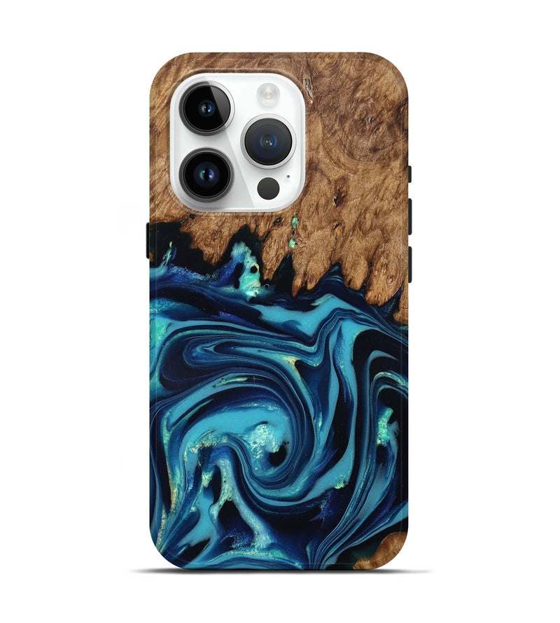 iPhone 15 Pro Wood Live Edge Phone Case - Fallon (Blue, 832195)