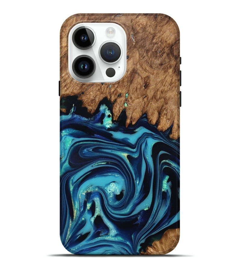 iPhone 15 Pro Max Wood Live Edge Phone Case - Fallon (Blue, 832195)
